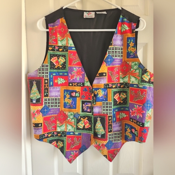 Vintage Nutcracker Women's Christmas Vest Button Front Tie Back Size Large - Picture 1 of 8